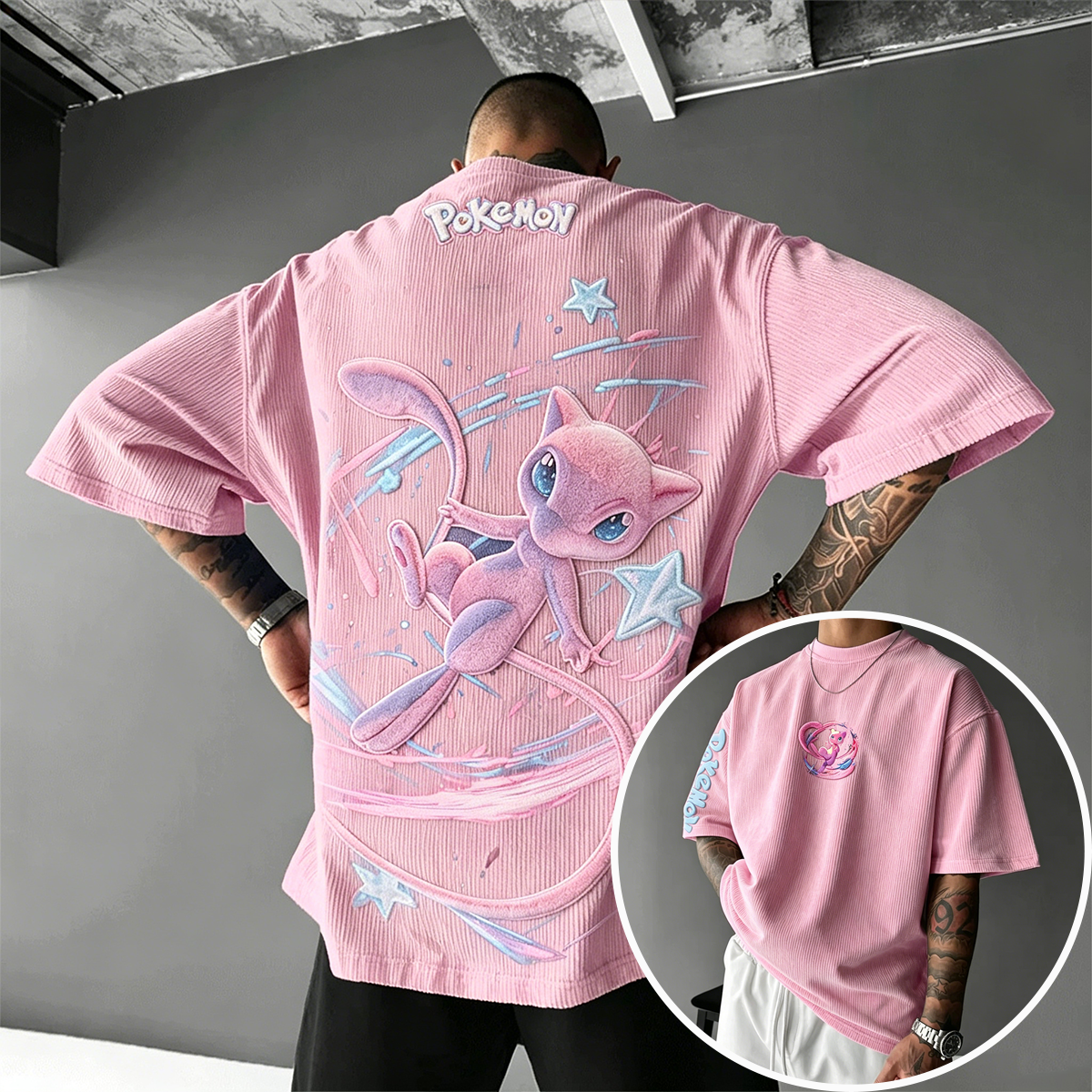 Pokémon Anime-Inspired Vintage Waffle Knit T-Shirt