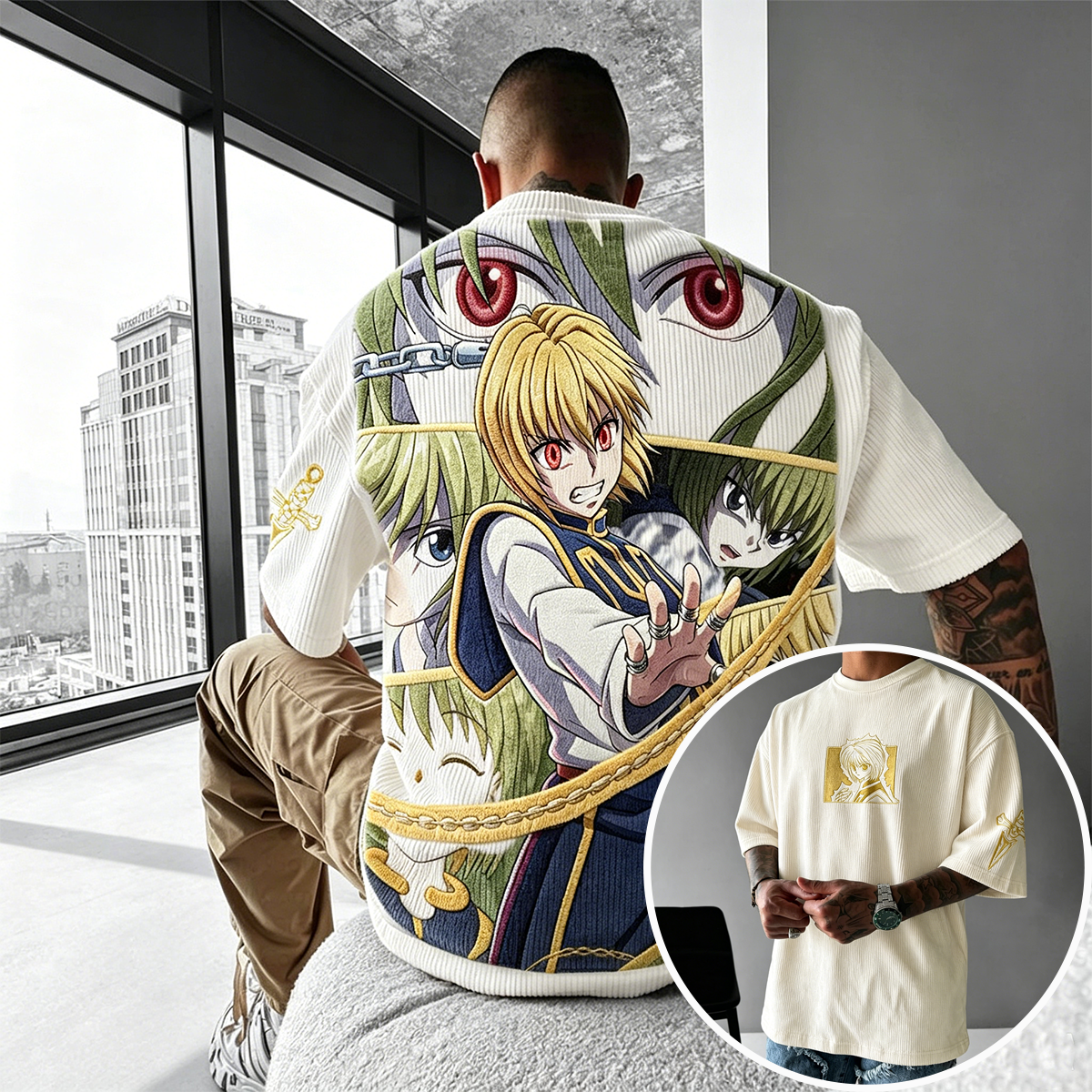 Hunter × Hunter Anime-Inspired Vintage Waffle Knit T-Shirt
