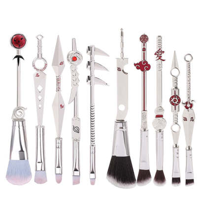 Naruto Gaara Anime Makeup Brush Set, Akatsuki Kunai Sharingan Cosmetic Brushes with Storage Bag