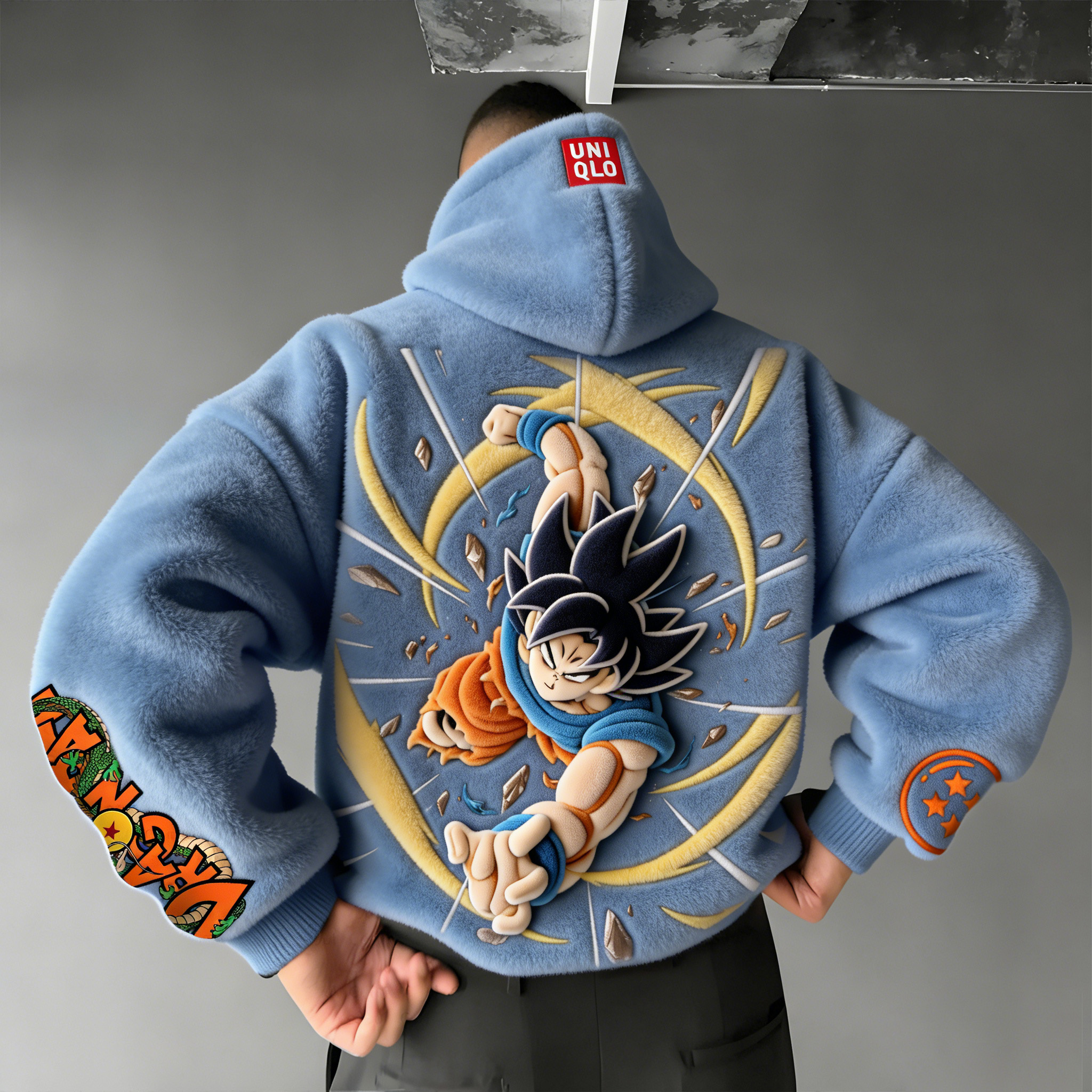 Dragon Ball Color Blocked Collaboration Plush Hoodie
