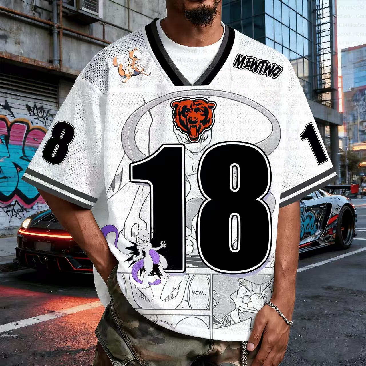 Unisex Anime Retro Mesh Sports Jersey T-Shirt