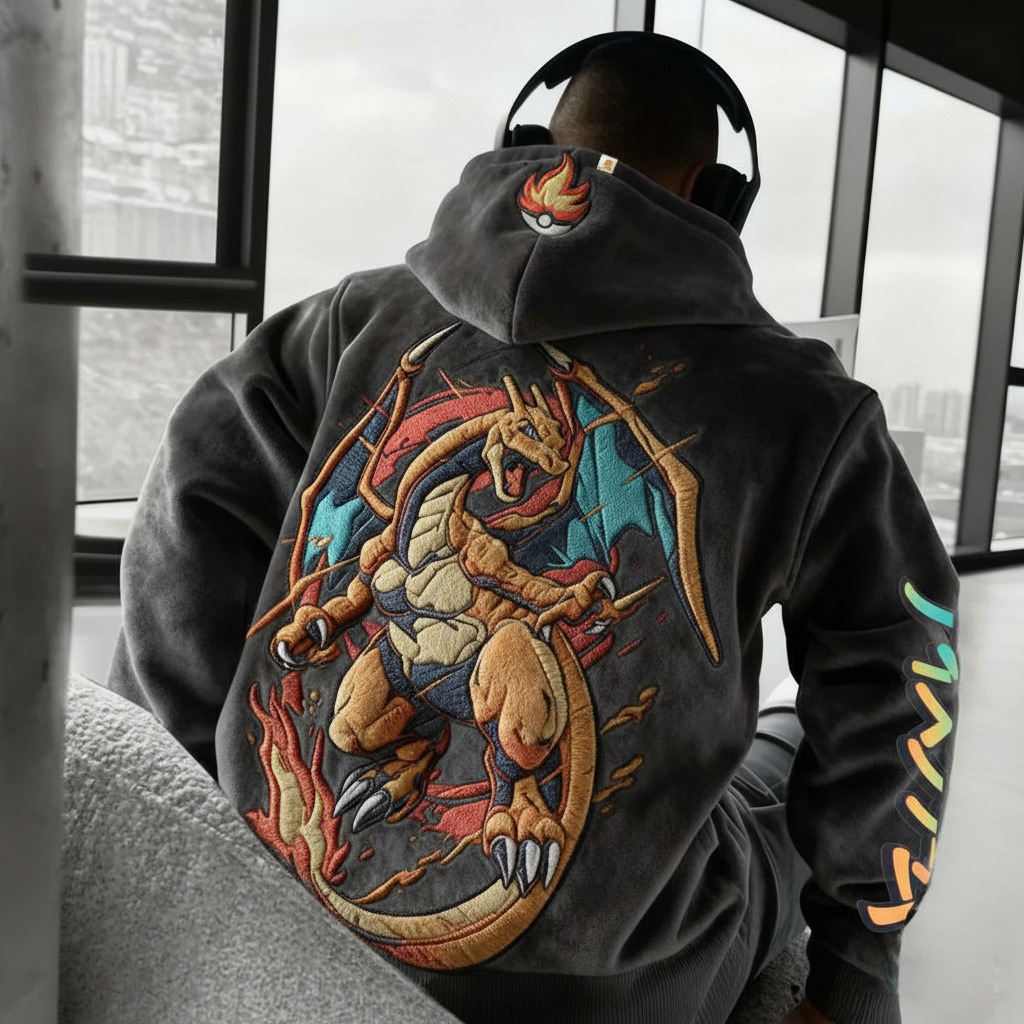 Pokémon Color Blocked Suede Hoodie