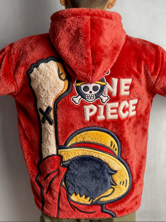 One Piece Color Blocked Plush Hoodie