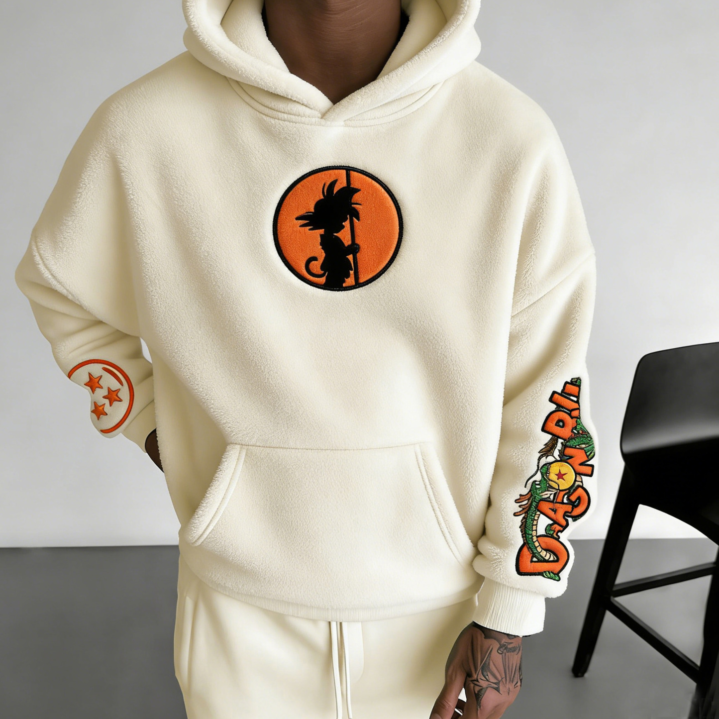 Dragon Ball Color Blocked Collaboration Plush Hoodie