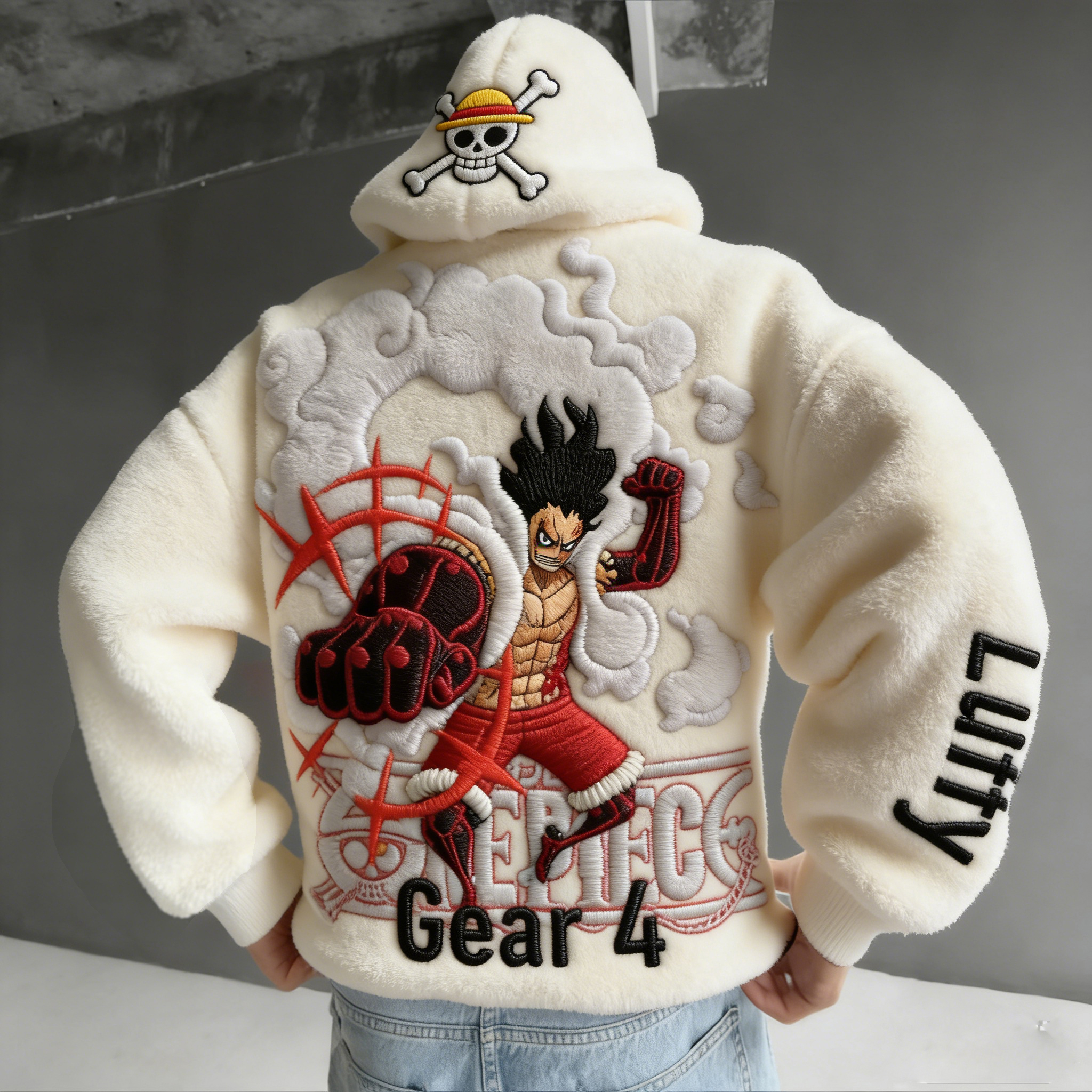 Yami Sukehiro x Ivory Bulls Ivory Clover Color-blocked Plush Hoodie