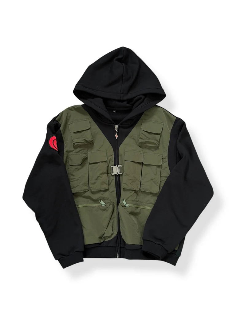 Naruto-themed functional-style hoodie with zipper
