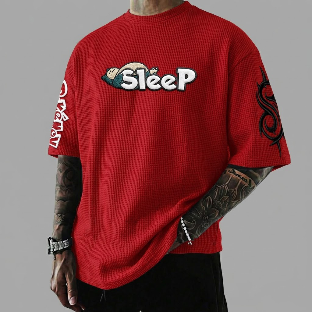 Pokémon Anime-Inspired Vintage Waffle Knit T-Shirt 