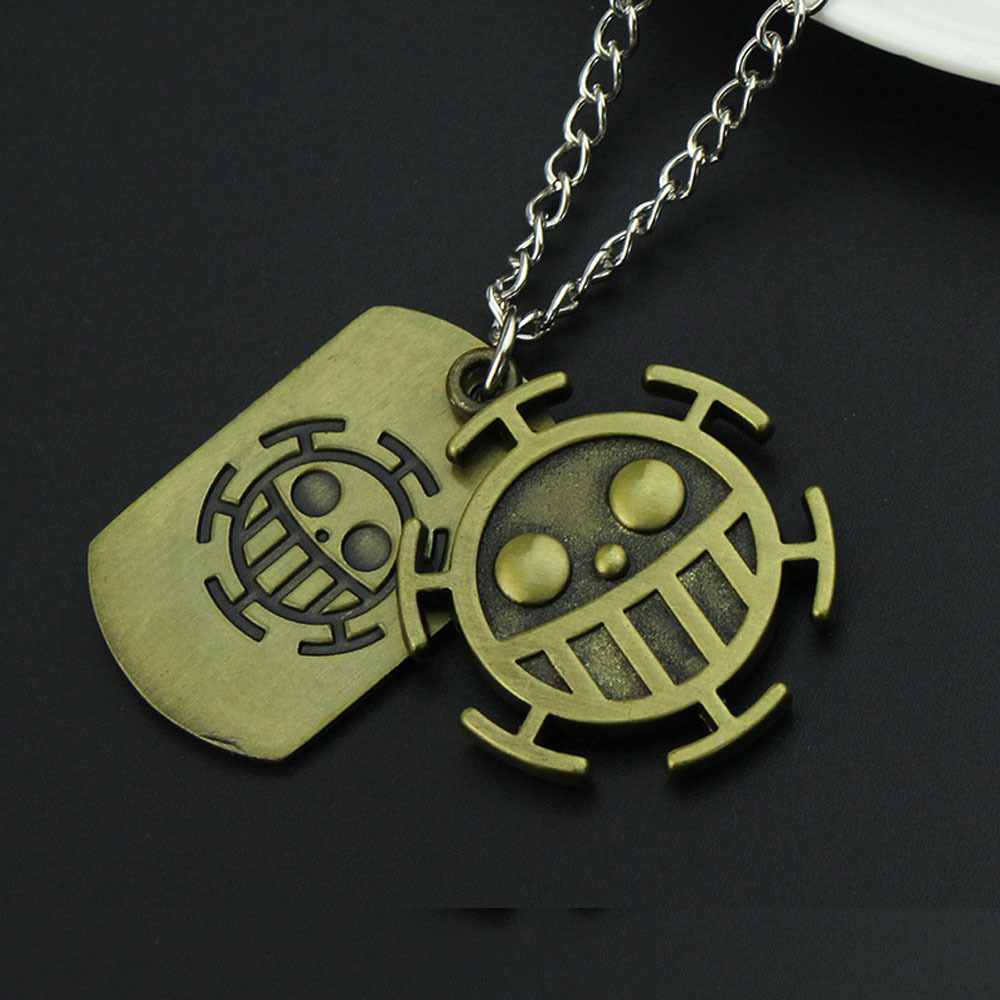 One Piece Portgas D. Ace Necklace - Fire Fist Ace Wanted Poster & Cowboy Hat Double Pendant - Anime Cosplay Jewelry for Men