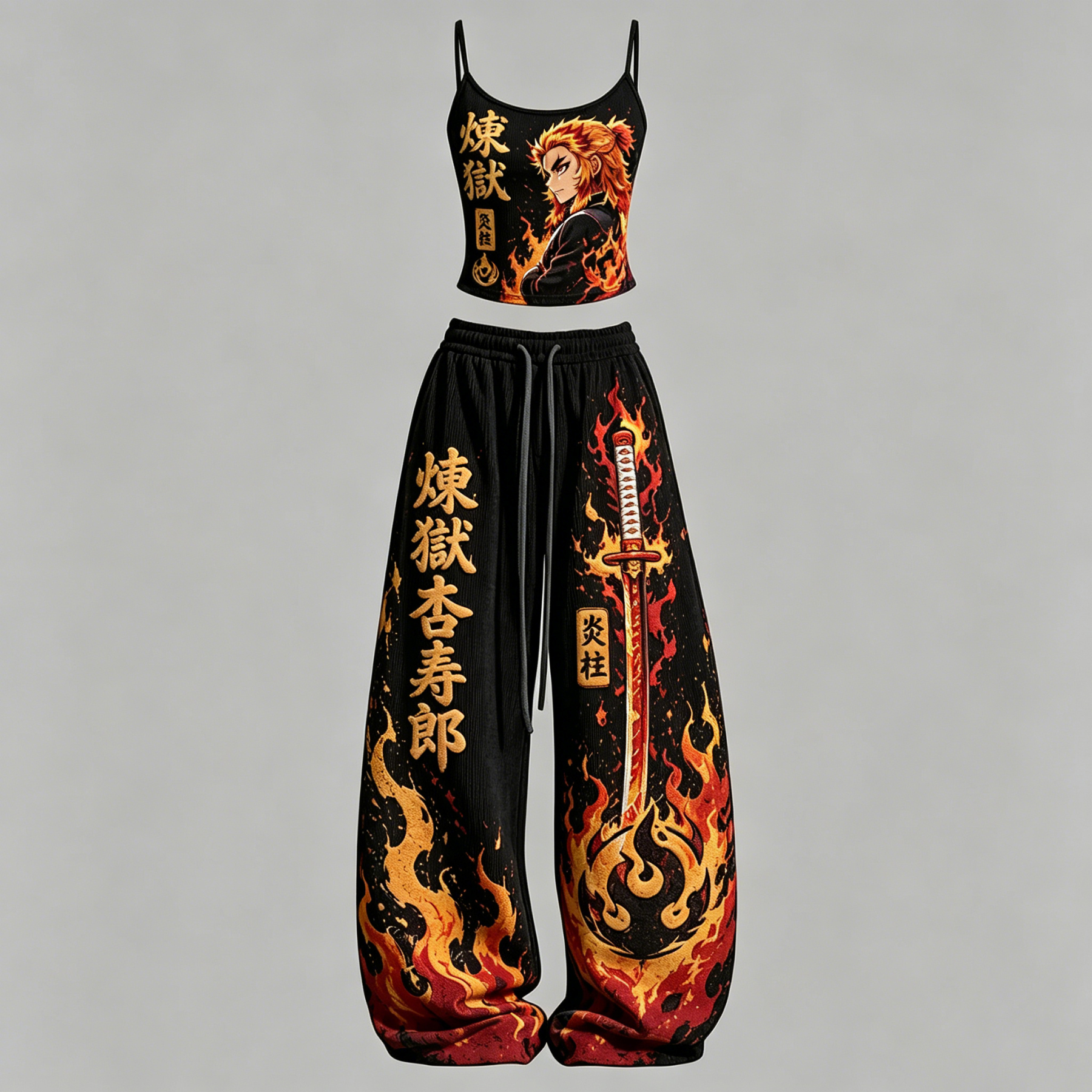 Demon Slayer Top & Elasticated Trousers Corduroy Two-Piece Set