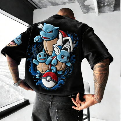 Pokémon Color-blocked Unisex Fleece Oversized T-shirt