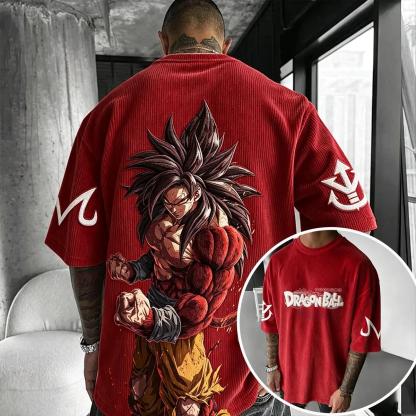 Dragon Ball Anime-Inspired Vintage Waffle Knit T-Shirt
