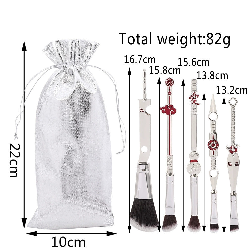 Naruto Gaara Anime Makeup Brush Set, Akatsuki Kunai Sharingan Cosmetic Brushes with Storage Bag