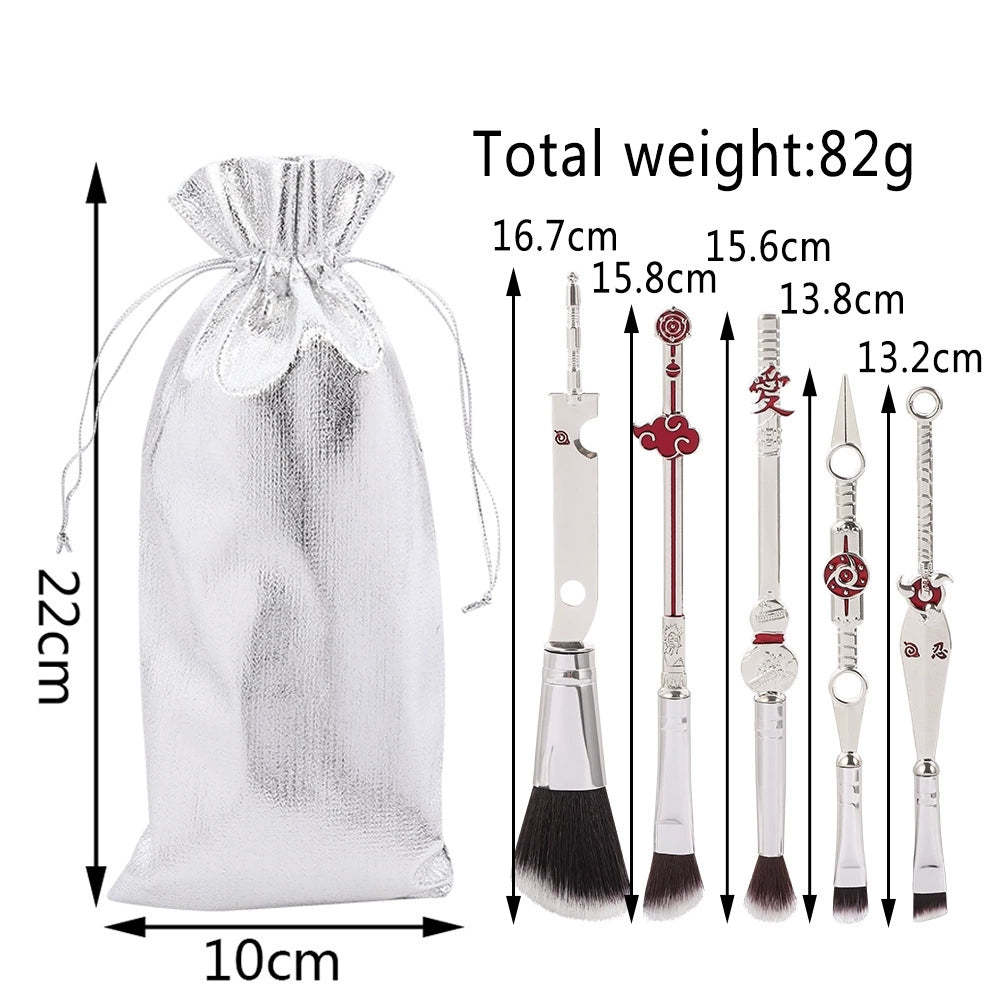 Naruto Gaara Anime Makeup Brush Set, Akatsuki Kunai Sharingan Cosmetic Brushes with Storage Bag
