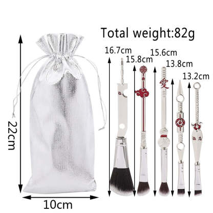 Naruto Gaara Anime Makeup Brush Set, Akatsuki Kunai Sharingan Cosmetic Brushes with Storage Bag