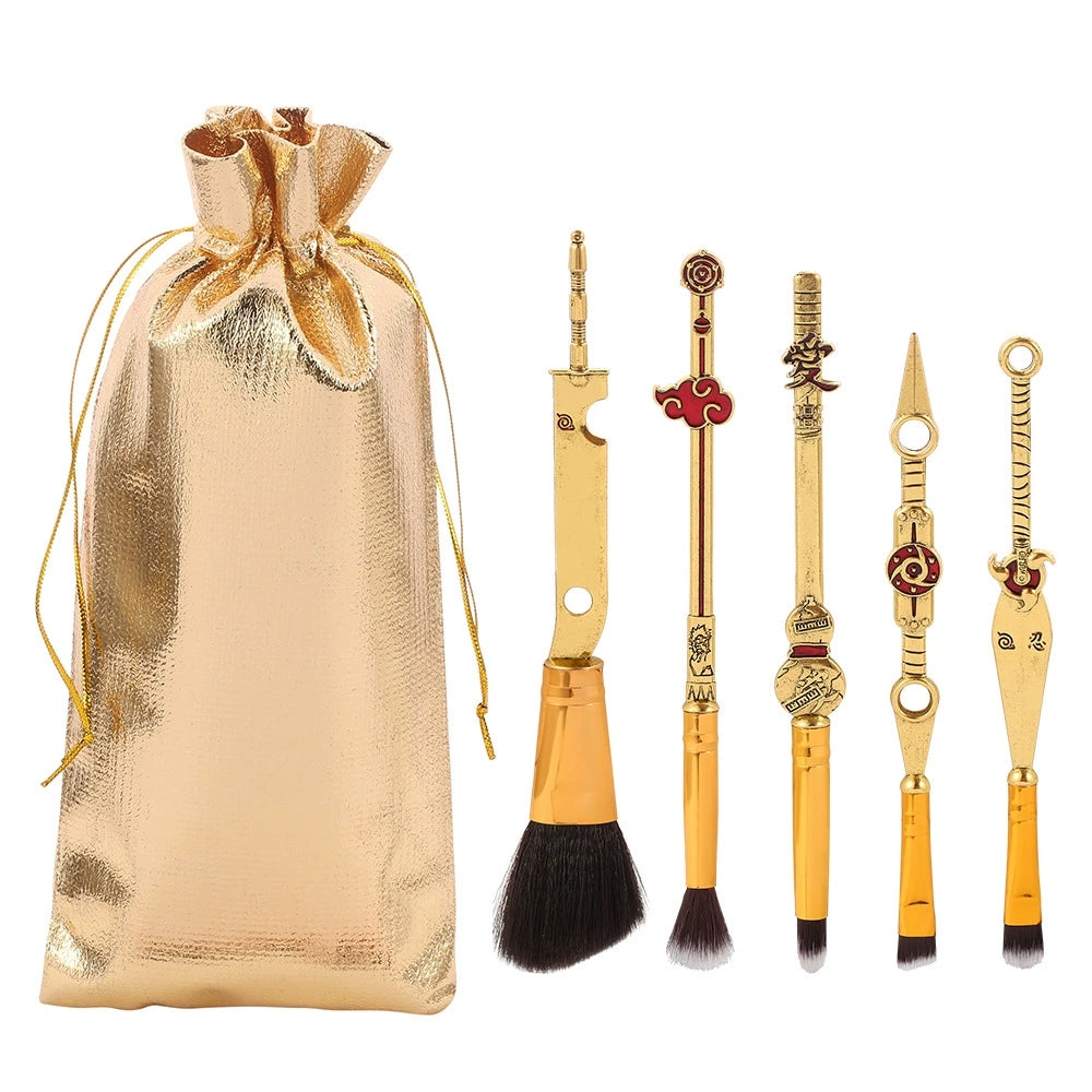 Naruto Gaara Anime Makeup Brush Set, Akatsuki Kunai Sharingan Cosmetic Brushes with Storage Bag