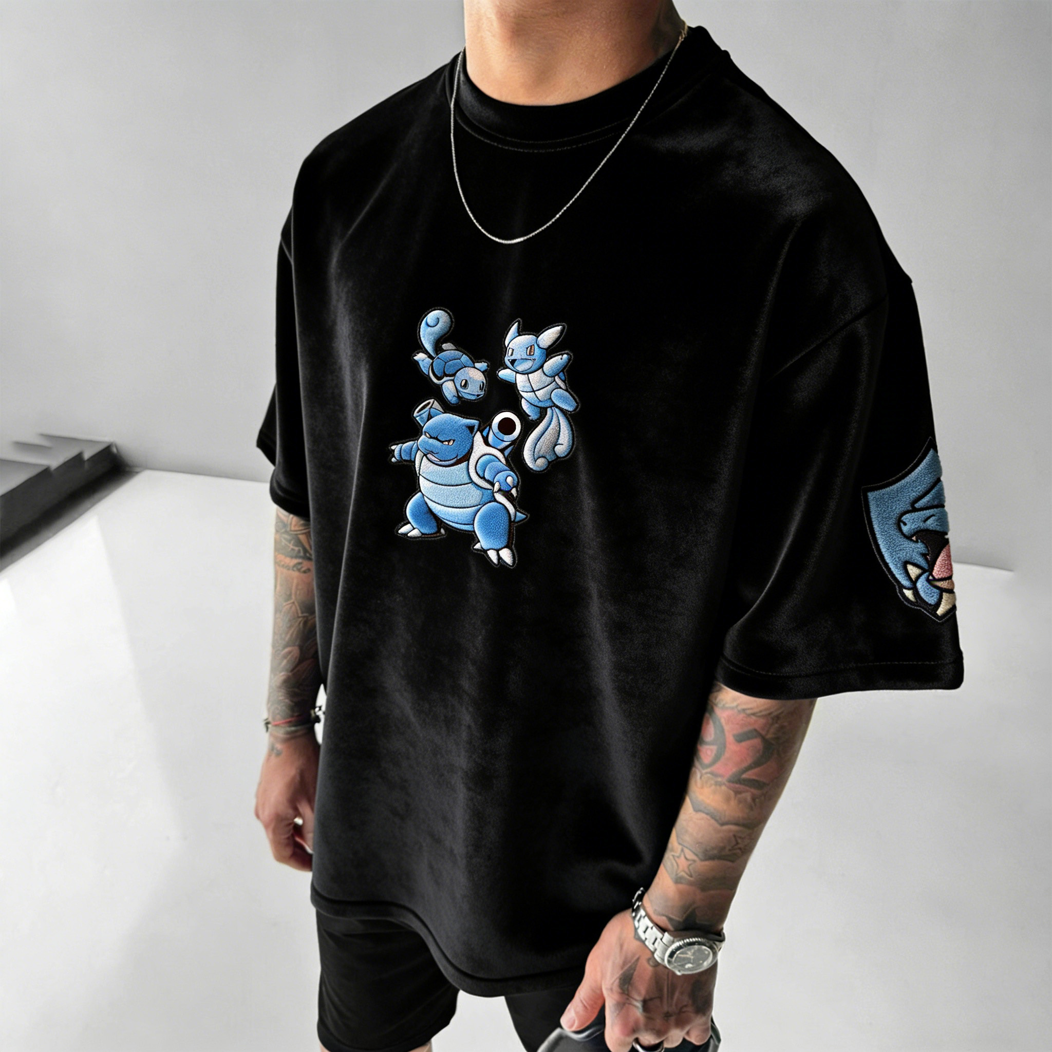 Pokémon Color-blocked Unisex Fleece Oversized T-shirt