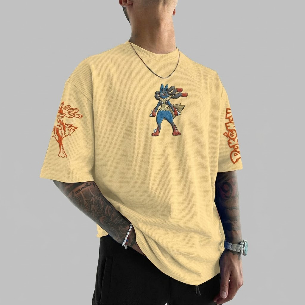 Pokémon Anime-Inspired Vintage Waffle Knit T-Shirt