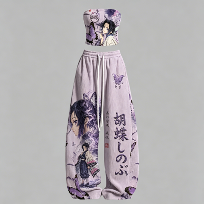 Demon Slayer Top & Elasticated Trousers Corduroy Two-Piece Set