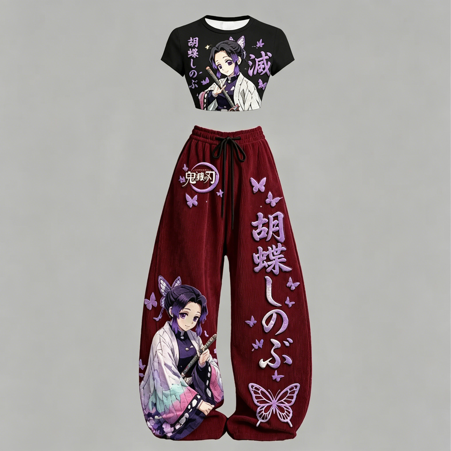 Demon Slayer Top & Elasticated Trousers Corduroy Two-Piece Set