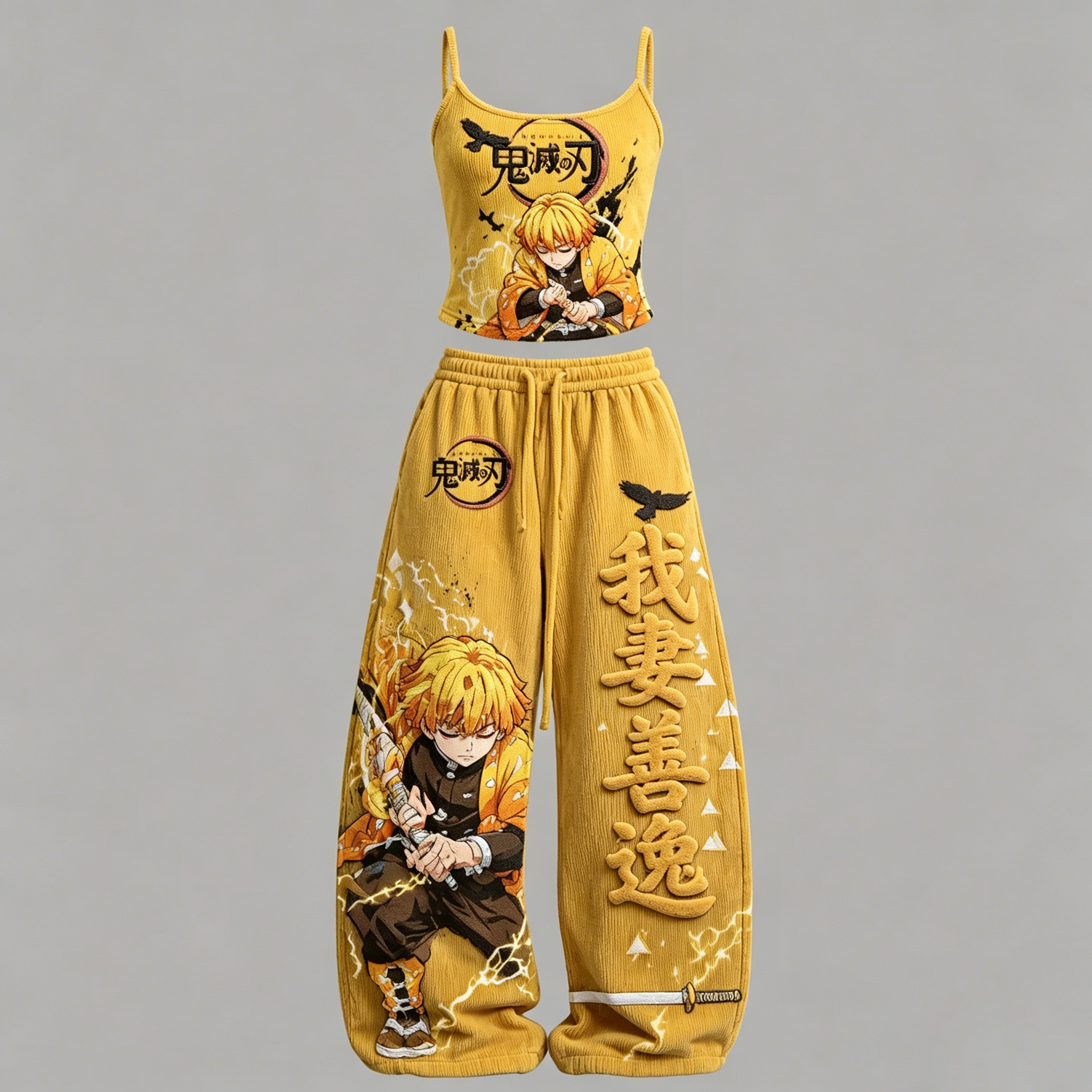 Demon Slayer Top & Elasticated Trousers Corduroy Two-Piece Set