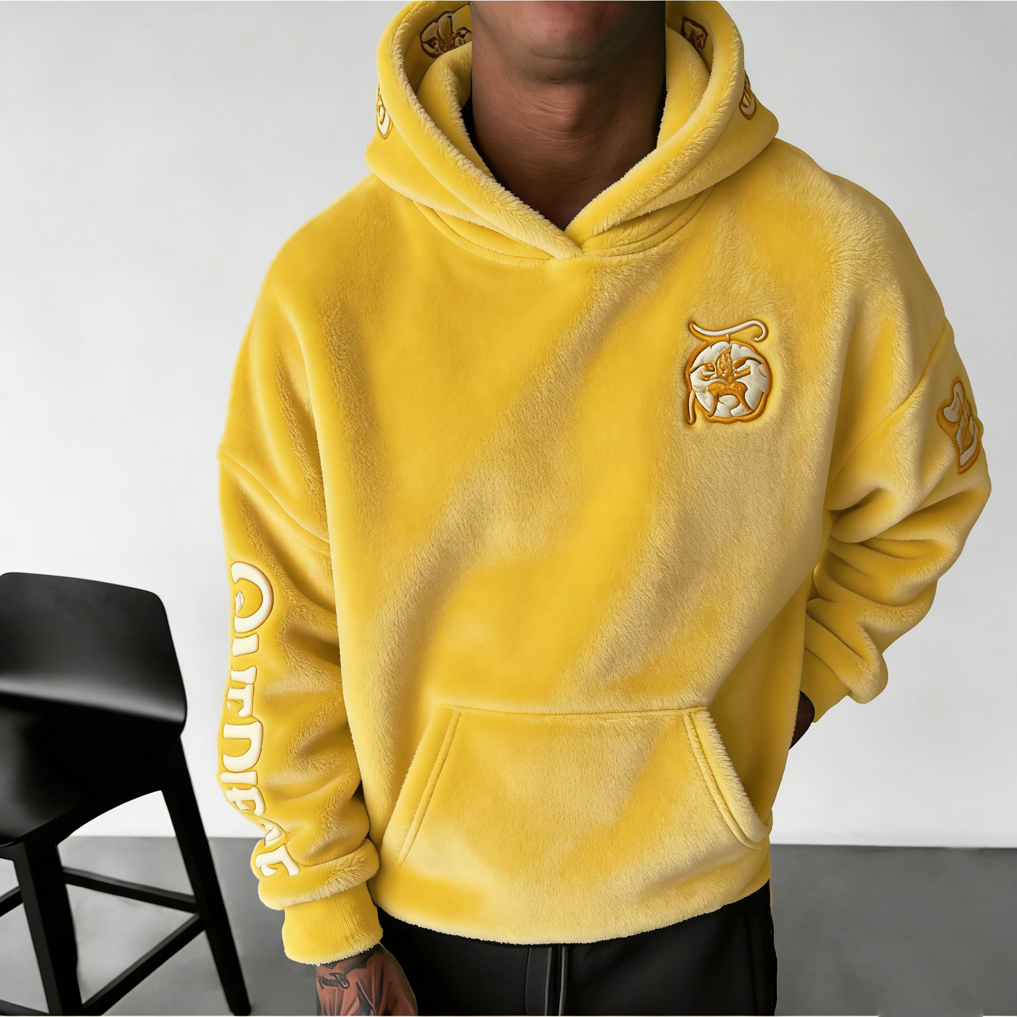 One Piece Color-blocked Plush Hoodie