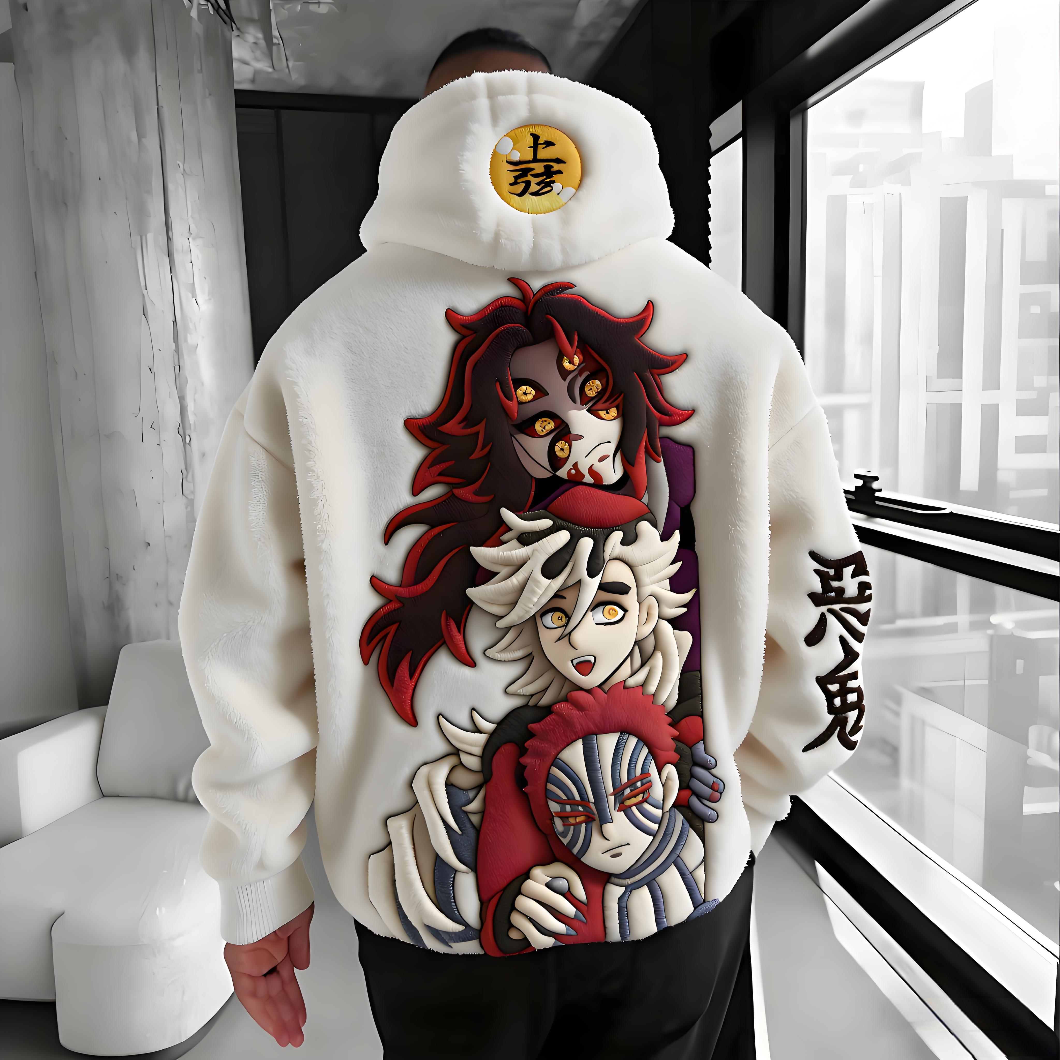 Demon Slayer Color-blocked Plush Hoodie