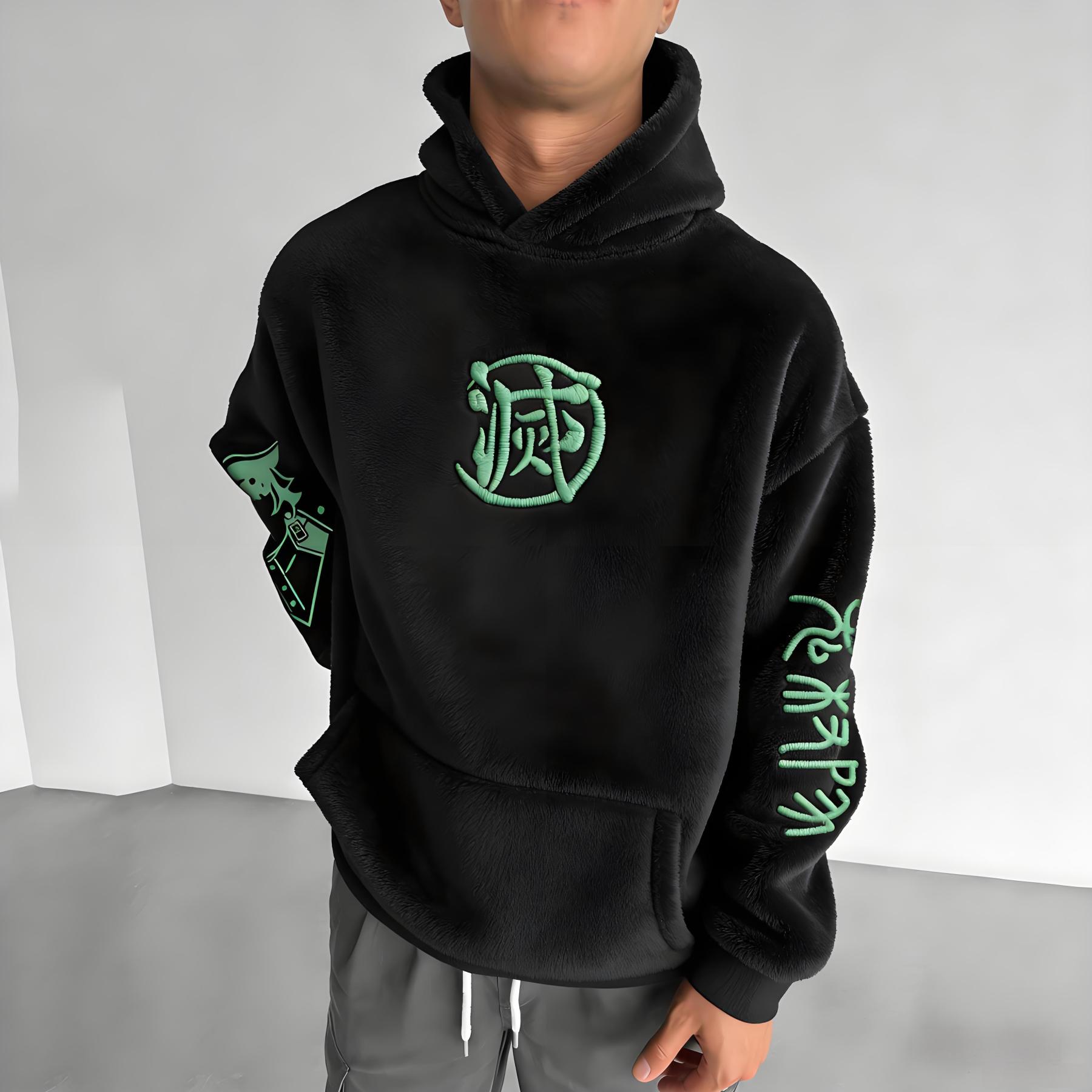 Demon Slayer Color-blocked Plush Hoodie