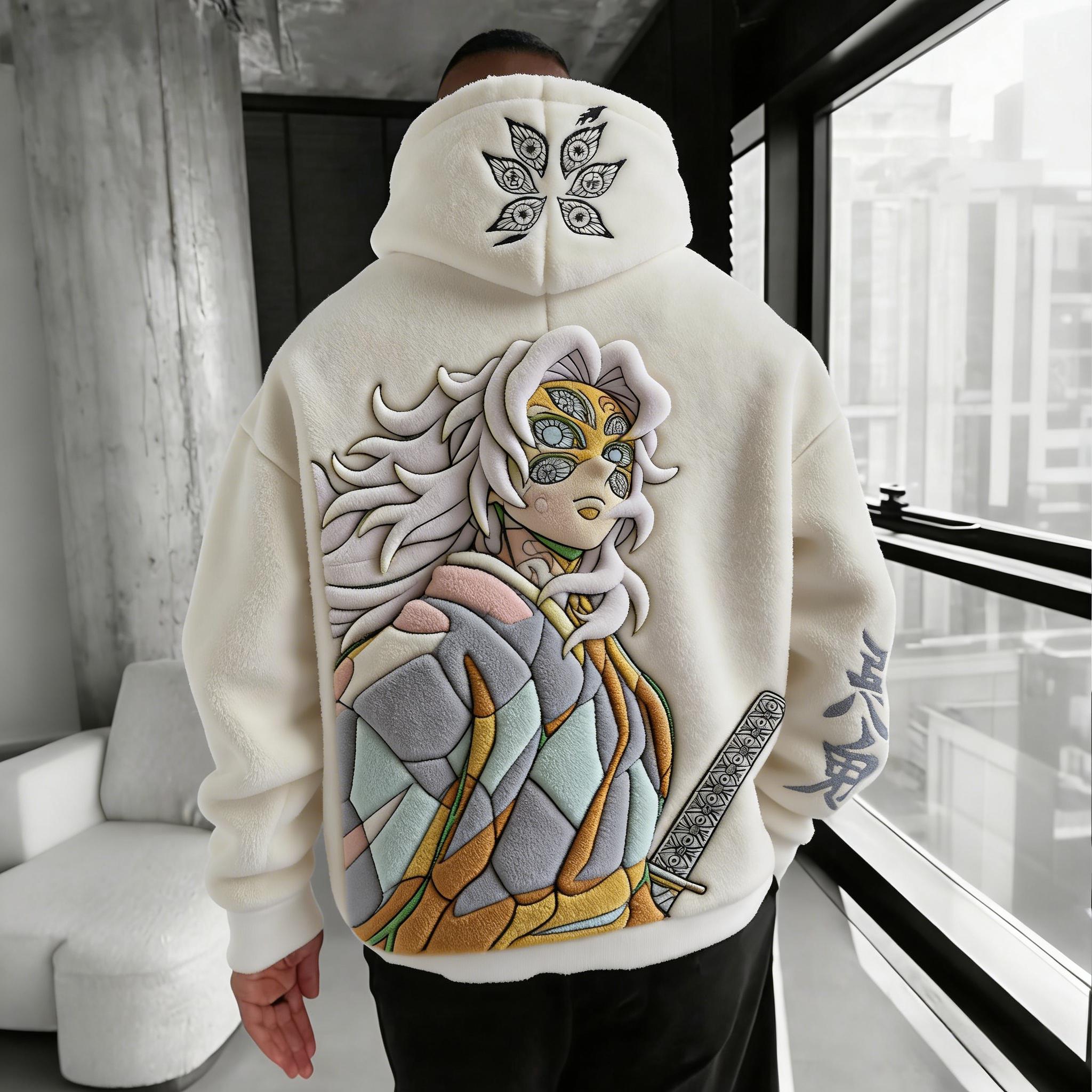 Demon Slayer Color-blocked Plush Hoodie