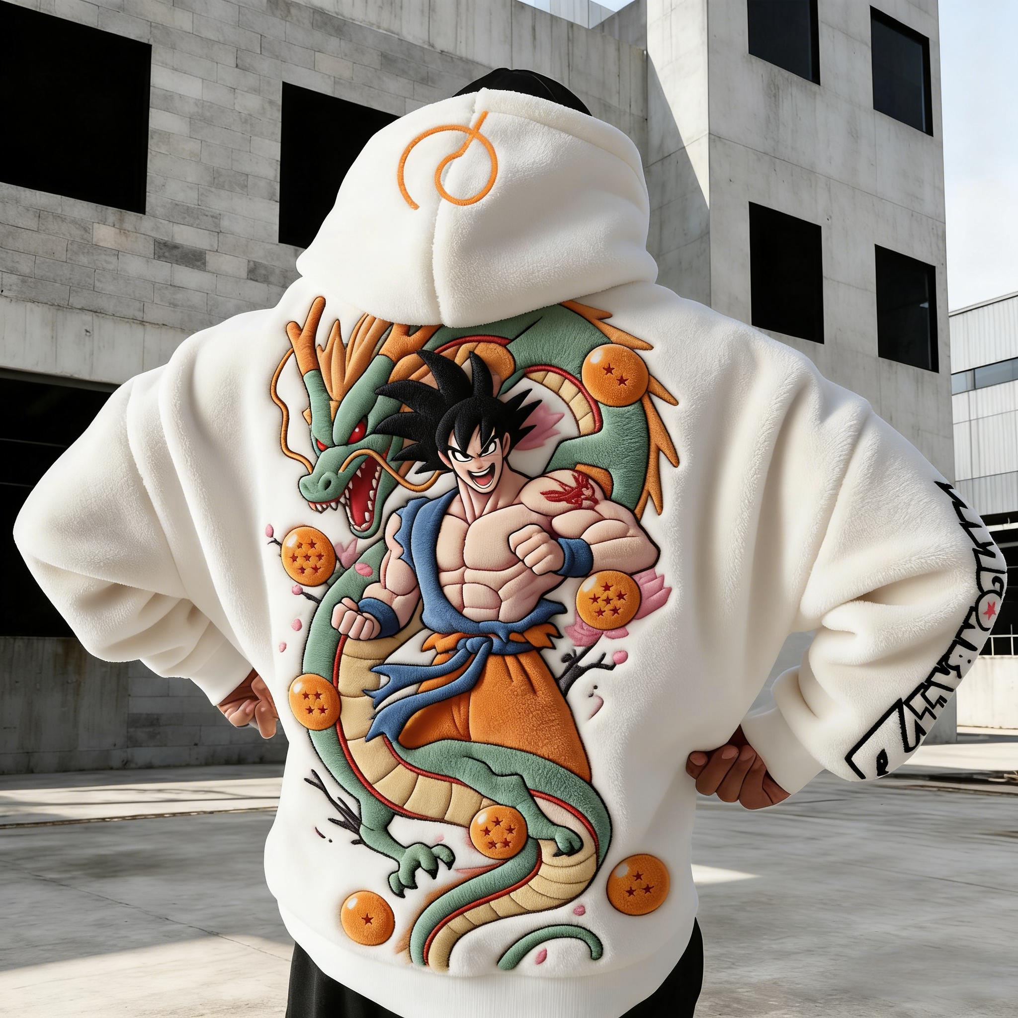 Dragon Ball Color-blocked Plush Hoodie