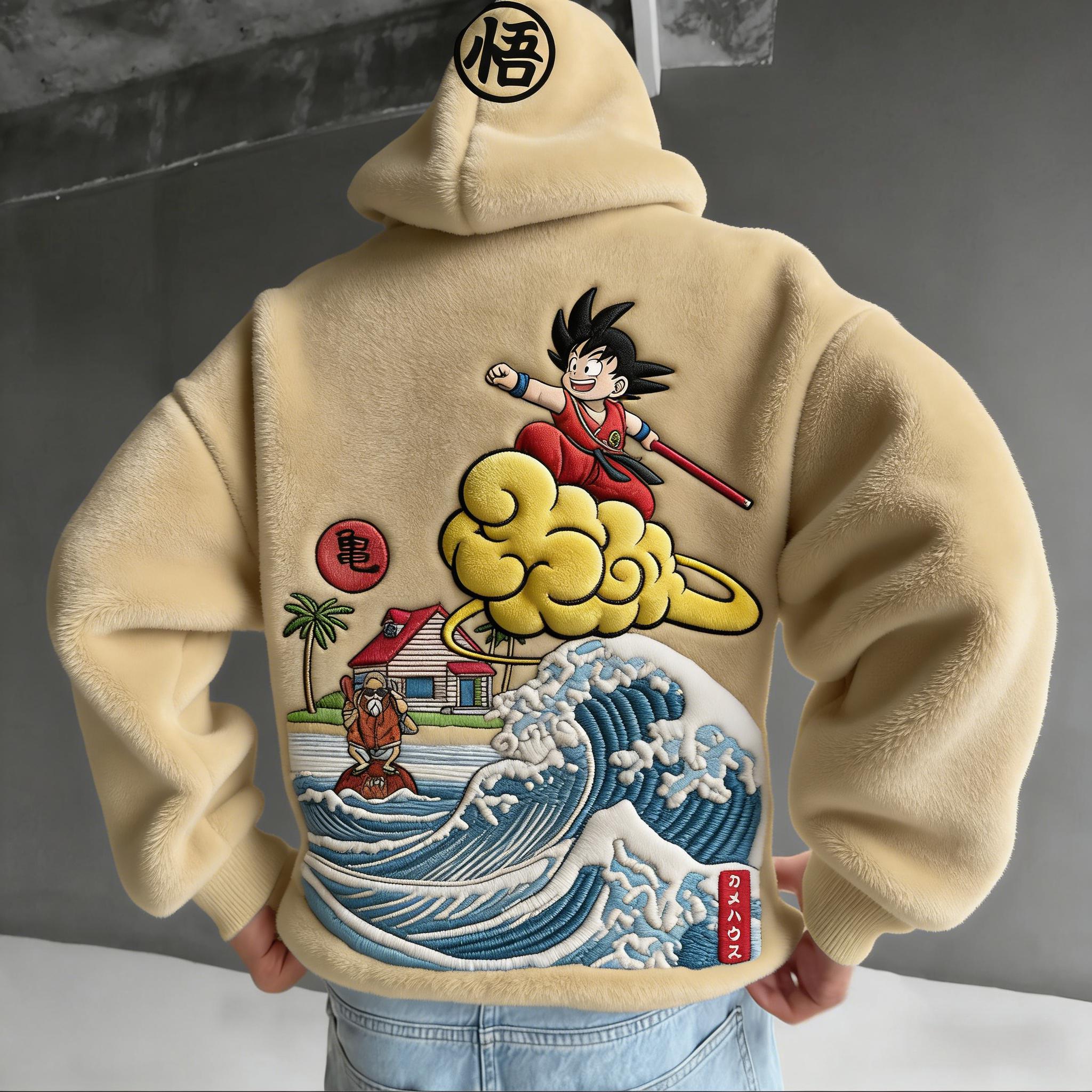 Dragon Ball Color-blocked Plush Hoodie