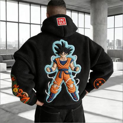 Dragon Ball Color Blocked Collaboration Plush Hoodie