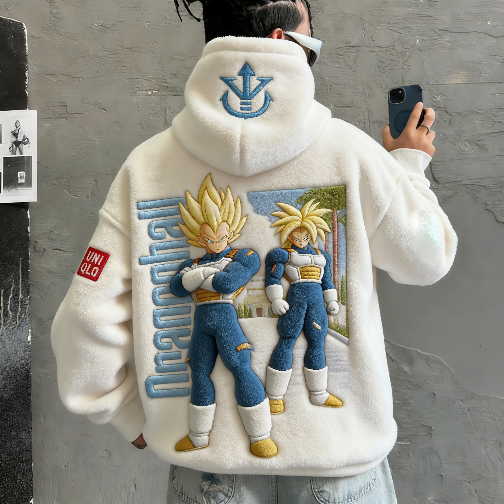 Dragon Ball Color Blocked Collaboration Plush Hoodie
