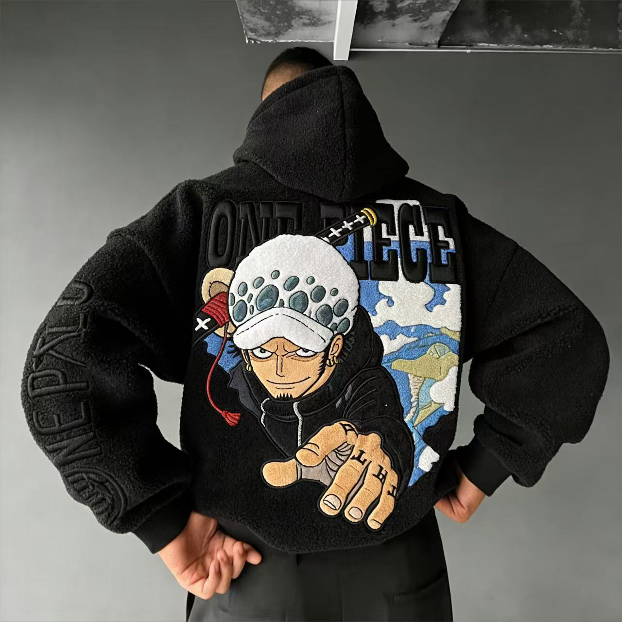One Piece : Trafalgar Law Color-blocked Plush Hoodie