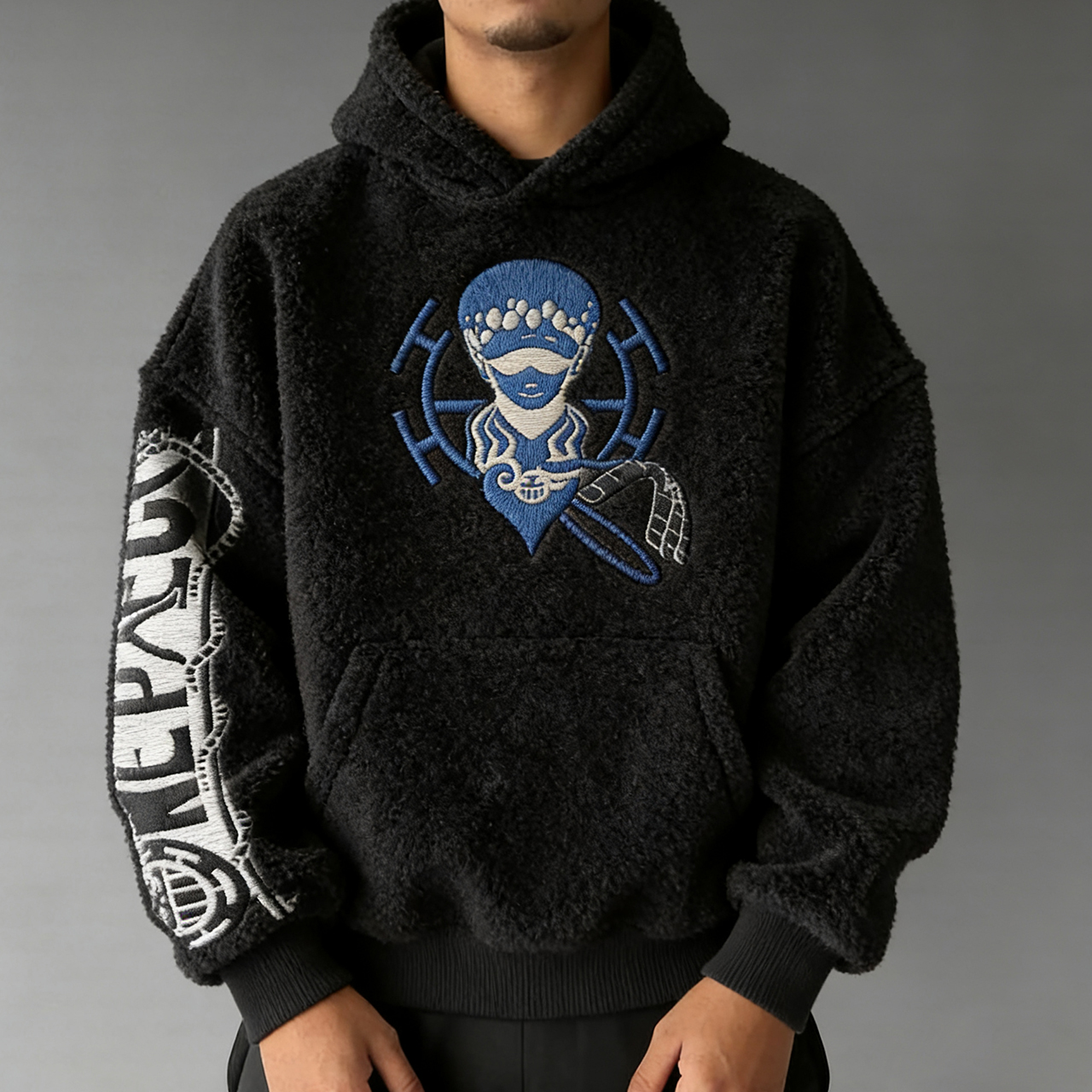 One Piece : Trafalgar Law Color-blocked Plush Hoodie