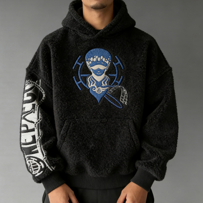 One Piece : Trafalgar Law Color-blocked Plush Hoodie