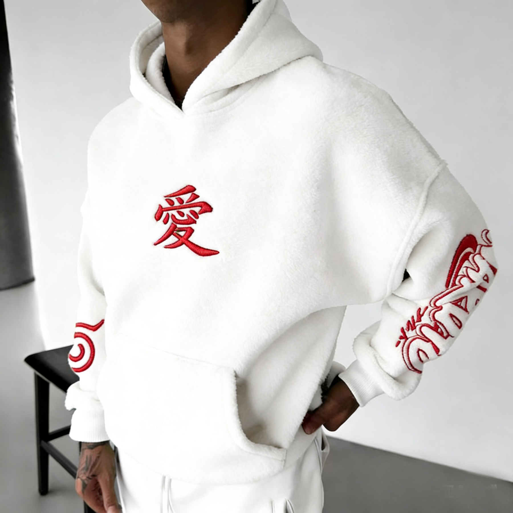 Men's Demon Slayer: Kimetsu no Yaiba Tanjiro Kamado Color-blocked Plush Hoodie