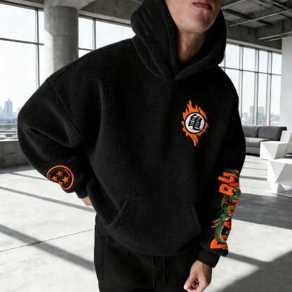 Dragon Ball Color Blocked Collaboration Plush Hoodie