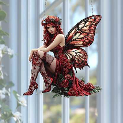 Red Fairy Window Hanging