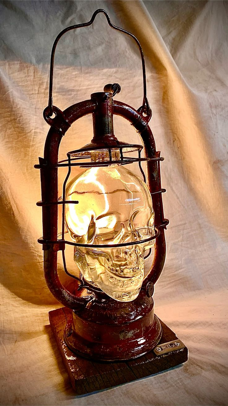 Industrial Gothic Skull Lamp