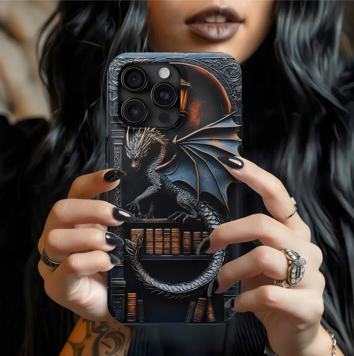 Gothic purple Bookshelf Phone Case