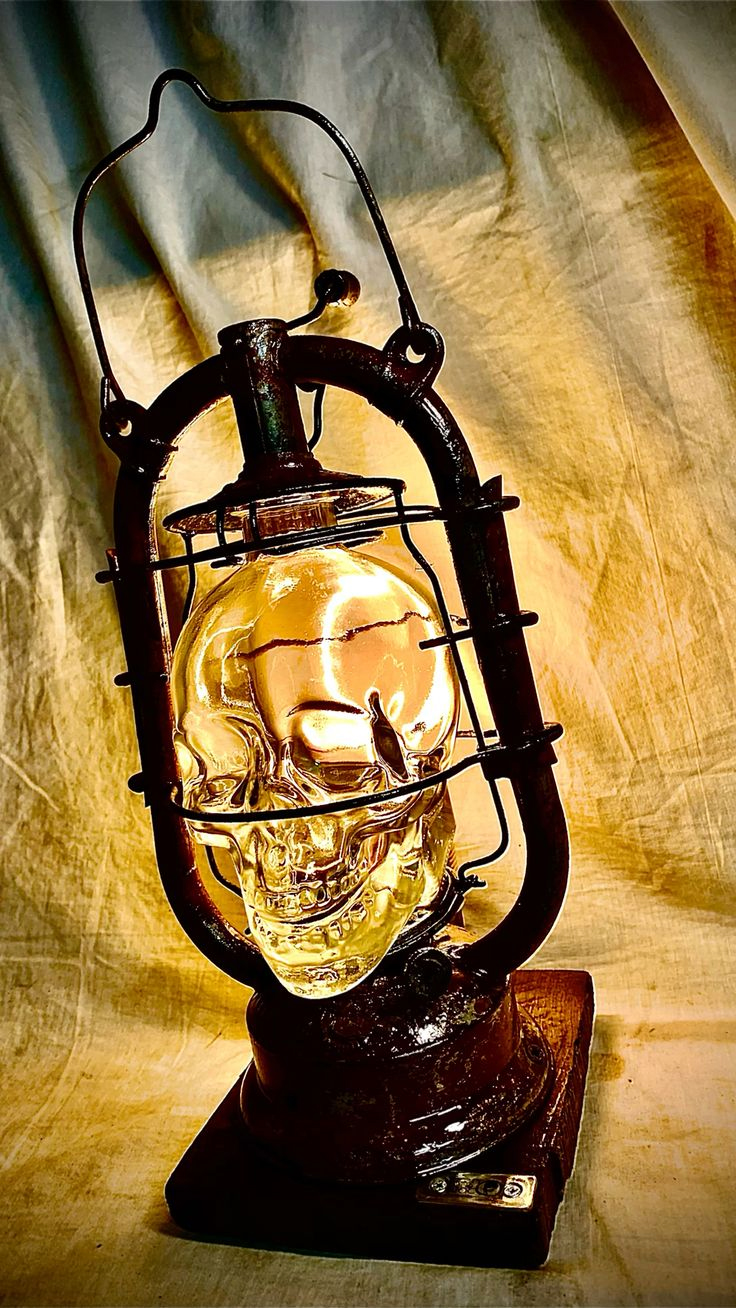 Industrial Gothic Skull Lamp