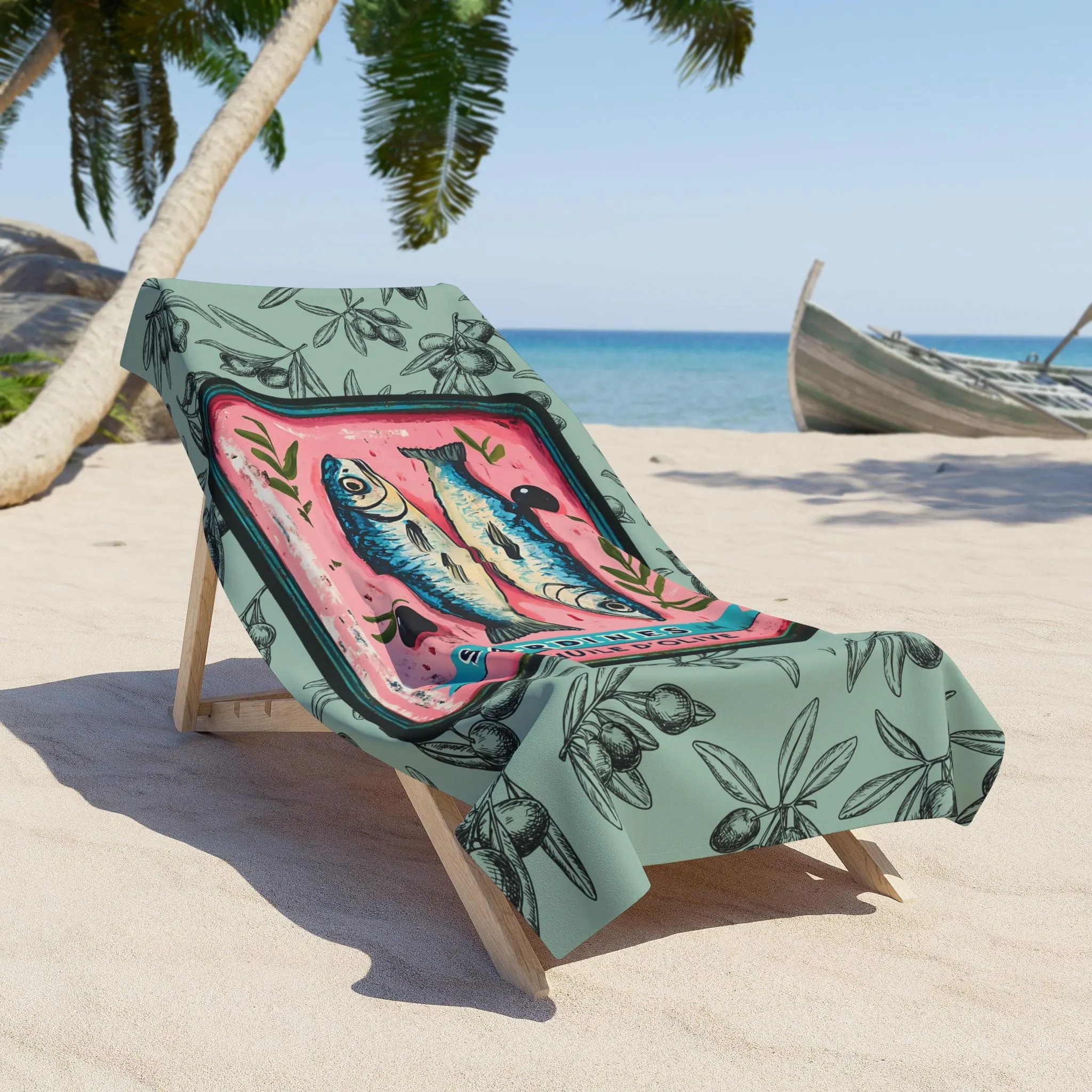 Sardines and Olives Beach Towel