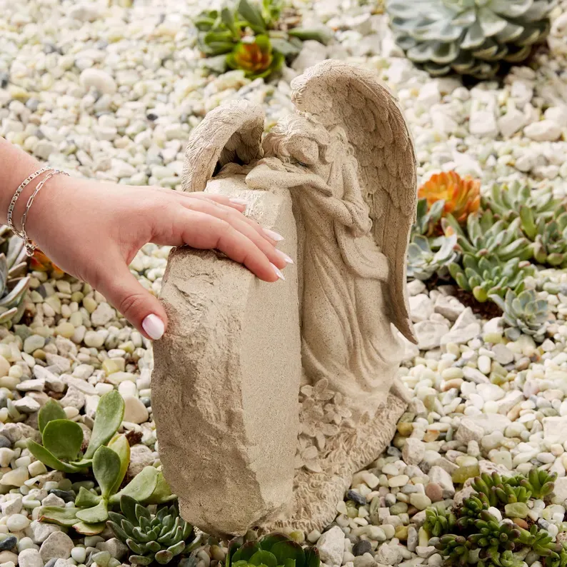Light Up Memorial Angel Garden Stone