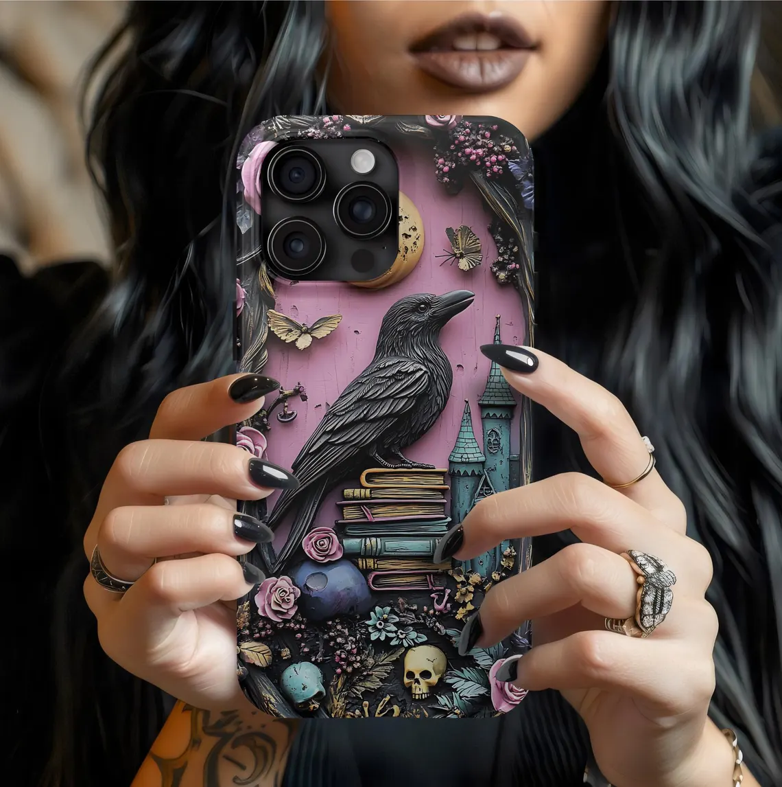Gothic purple Bookshelf Phone Case