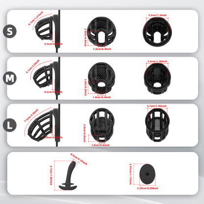 Remote Control Silicone Chastity Device with Adjustable Angle Anal Plug – Breathable Cage System (S/M/L) 