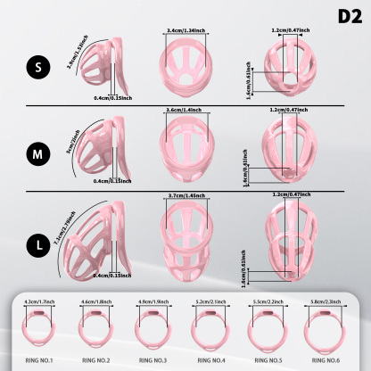 Lightweight ABS Chastity Cage with 6 Lock Rings – Breathable Male Chastity Device in Black, Pink, and Purple (S/M/L Sizes)-ToyAura