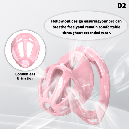 Lightweight ABS Chastity Cage with 6 Lock Rings – Breathable Male Chastity Device in Black, Pink, and Purple (S/M/L Sizes)-ToyAura
