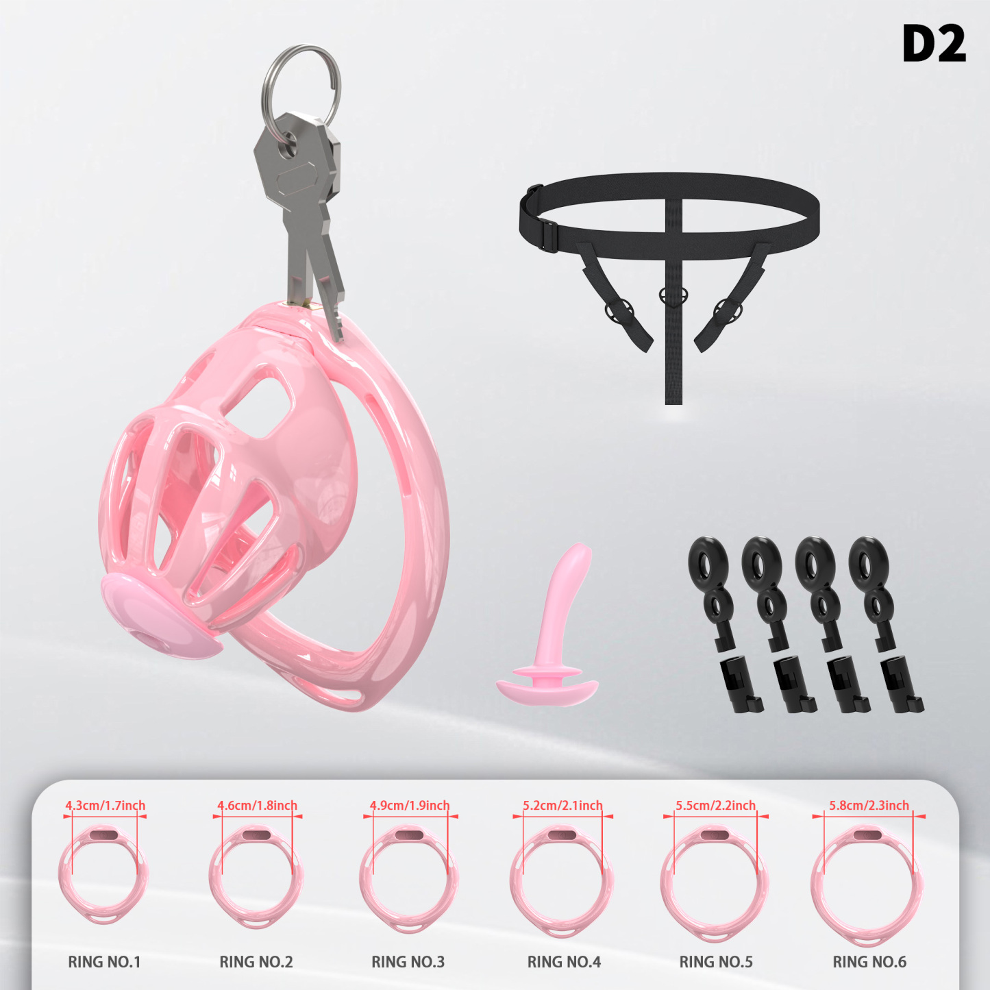 Lightweight ABS Chastity Cage with 6 Lock Rings – Breathable Male Chastity Device in Black, Pink, and Purple (S/M/L Sizes)-ToyAura