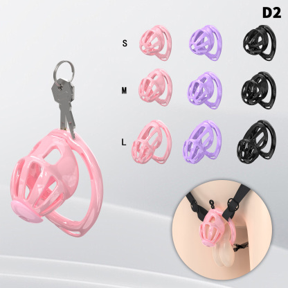 Lightweight ABS Chastity Cage with 6 Lock Rings – Breathable Male Chastity Device in Black, Pink, and Purple (S/M/L Sizes)-ToyAura