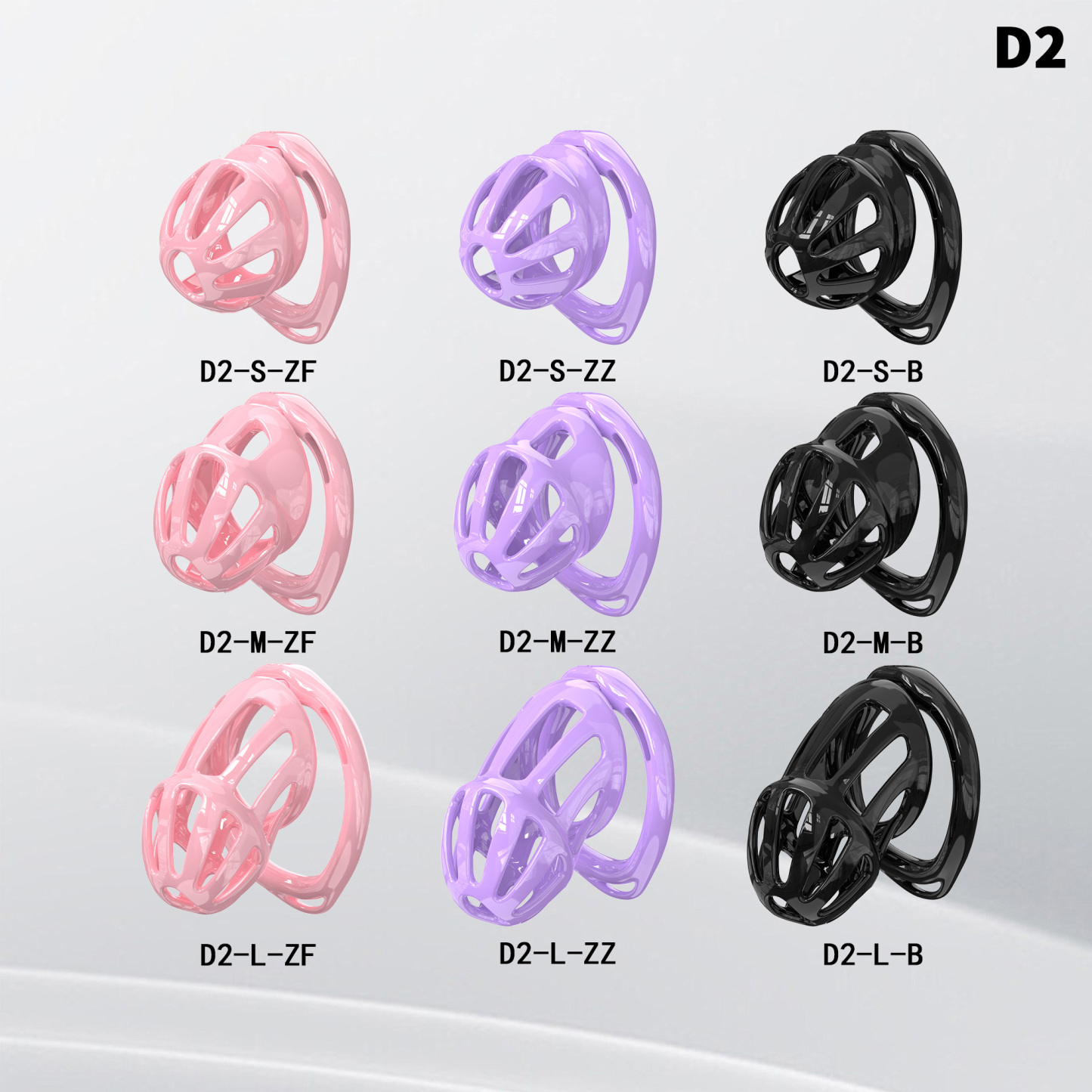 Lightweight ABS Chastity Cage with 6 Lock Rings – Breathable Male Chastity Device in Black, Pink, and Purple (S/M/L Sizes)-ToyAura